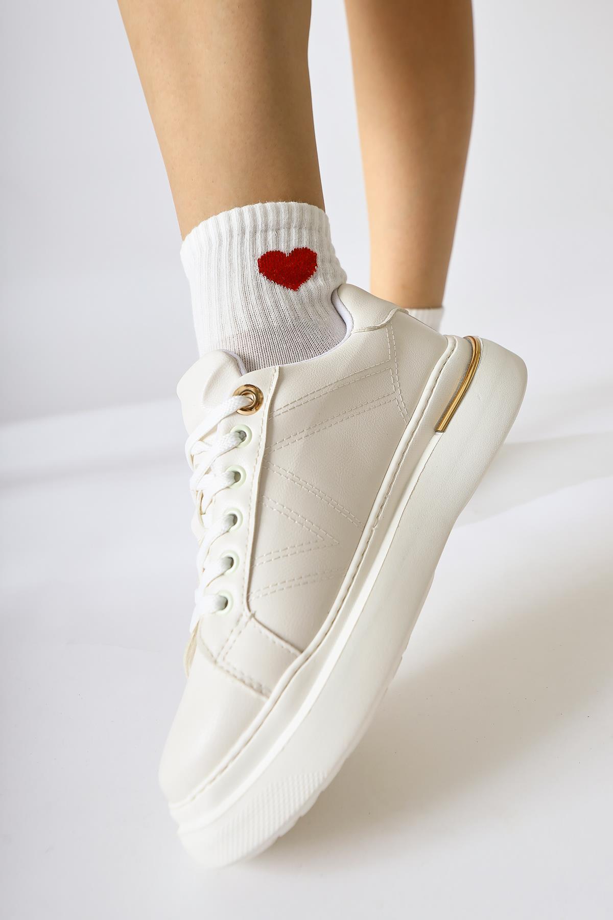 Anastazia Beyaz Topuk Detaylı Sneakers