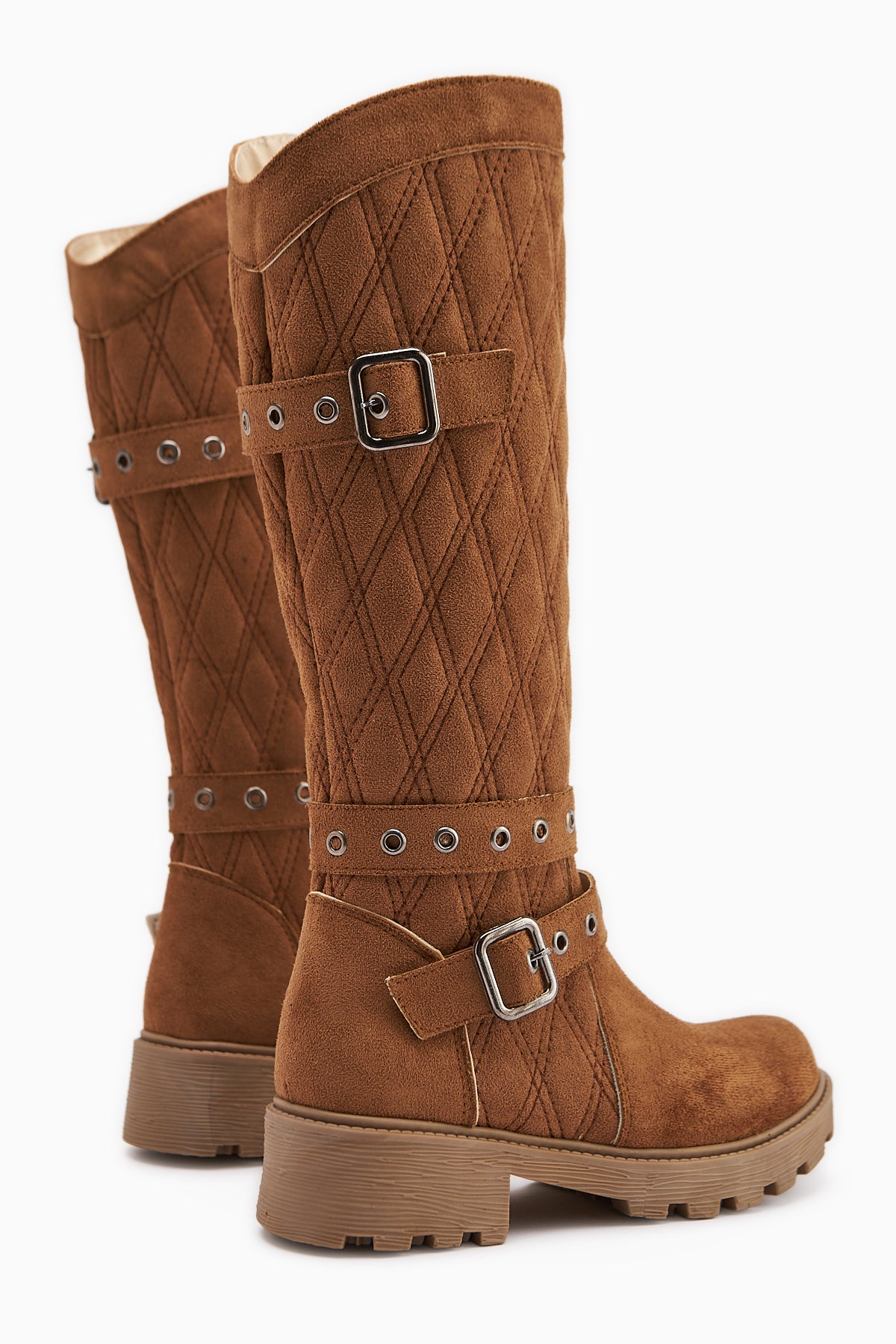 Carma Taba Süet Kemer Detaylı Kapitone Dikiş Çizme