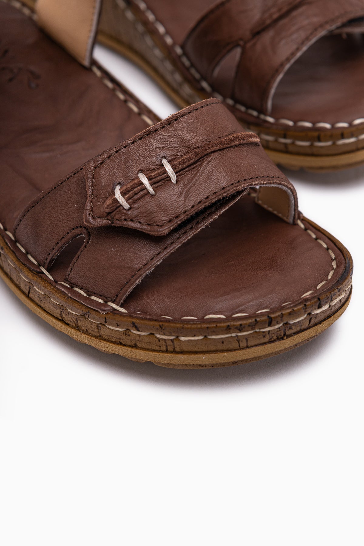 Leone Hakiki Deri Kahve Kadın Sandalet