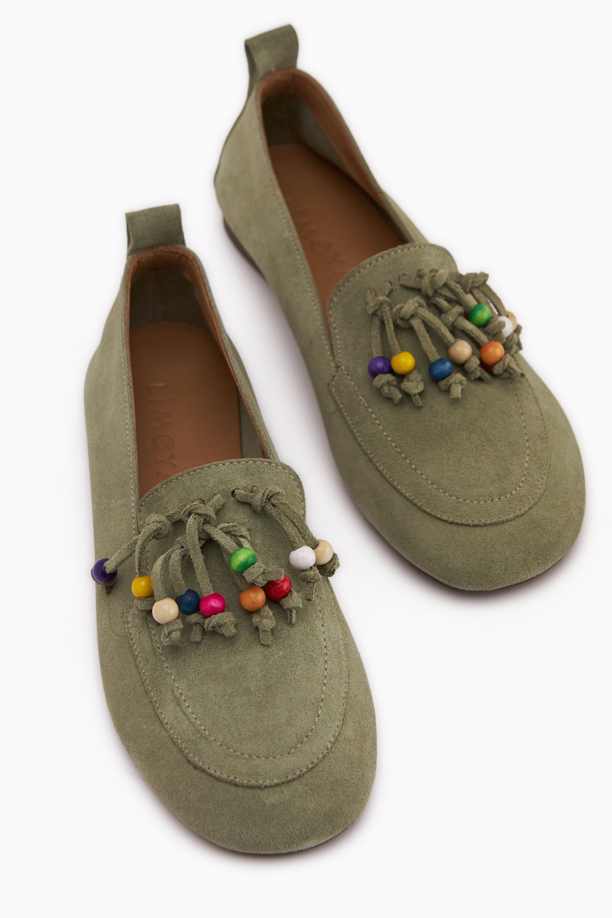 Benita Hakiki Deri Haki Boncuk Detaylı Püsküllü Loafer Kadın Günlük Ayakkabı