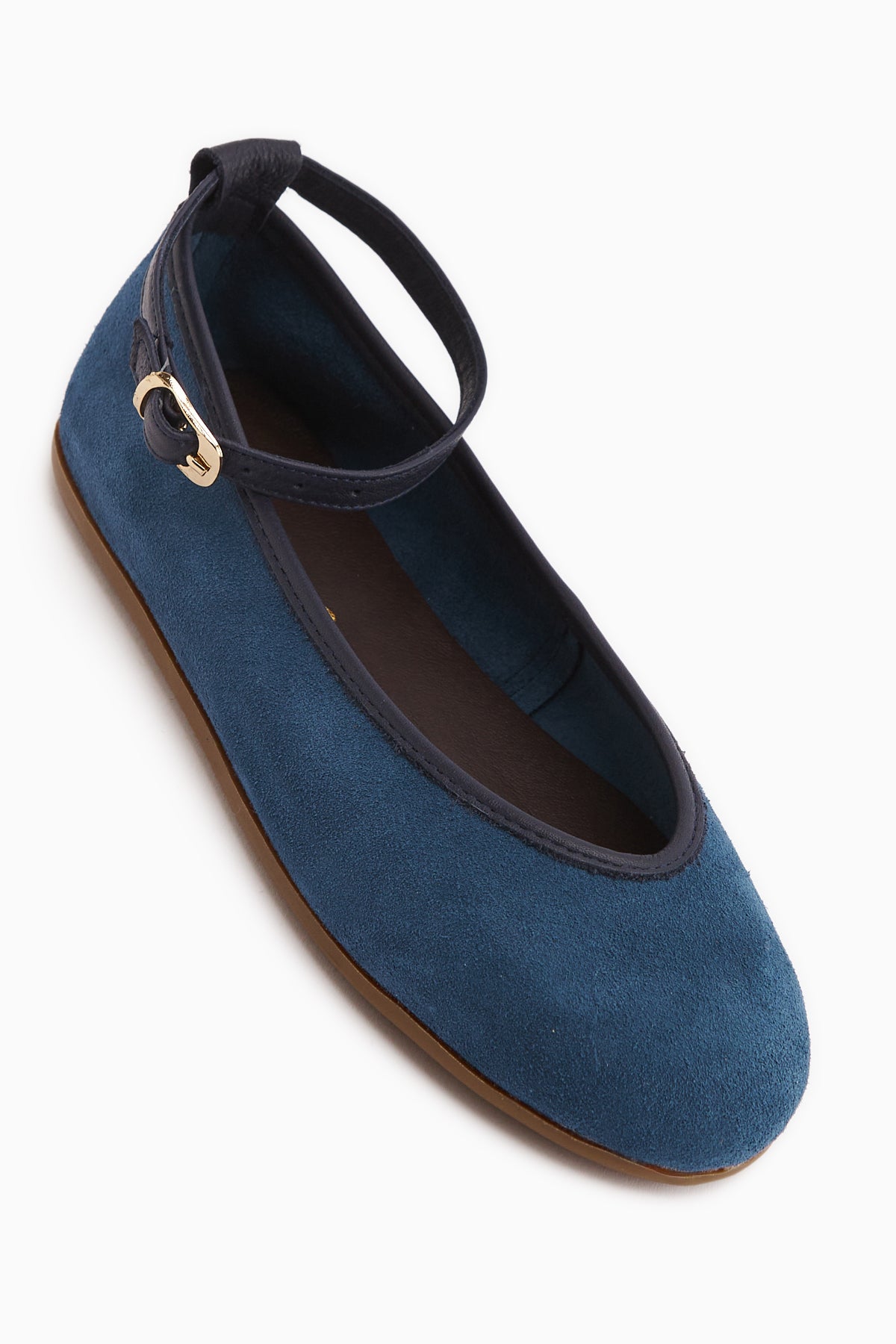 Jenin Hakiki Deri Lacivert Süet Kemerli Kadın Babet