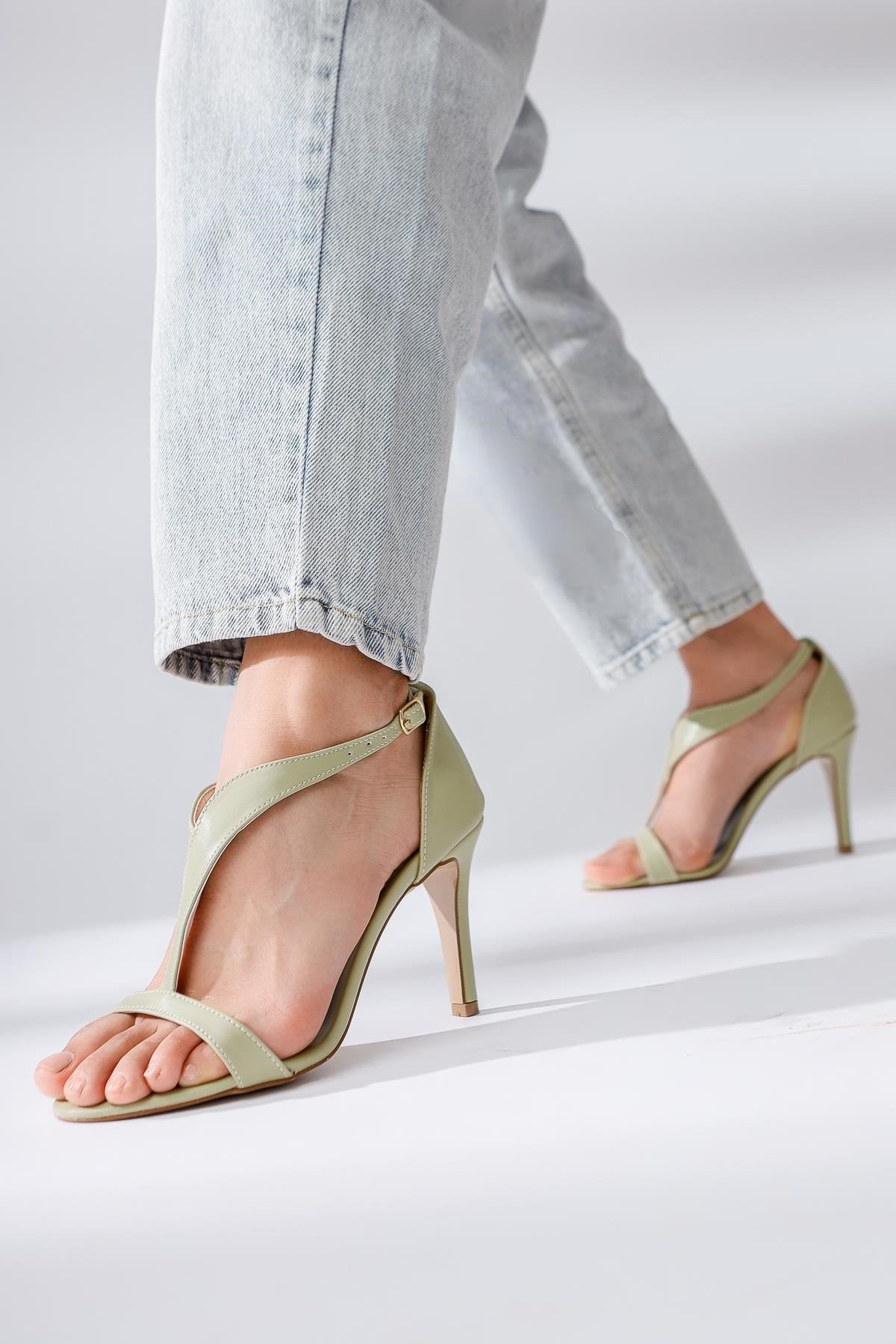 Samantha Mint Oval Burunlu Topuklu Sandalet