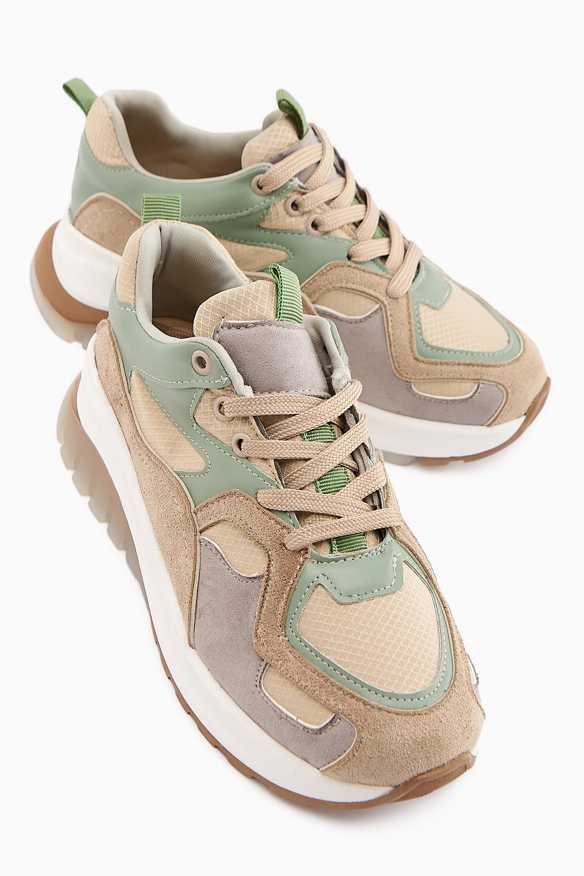 Klara Vizon Süet Yüksek Tabanlı Kadın Sneaker