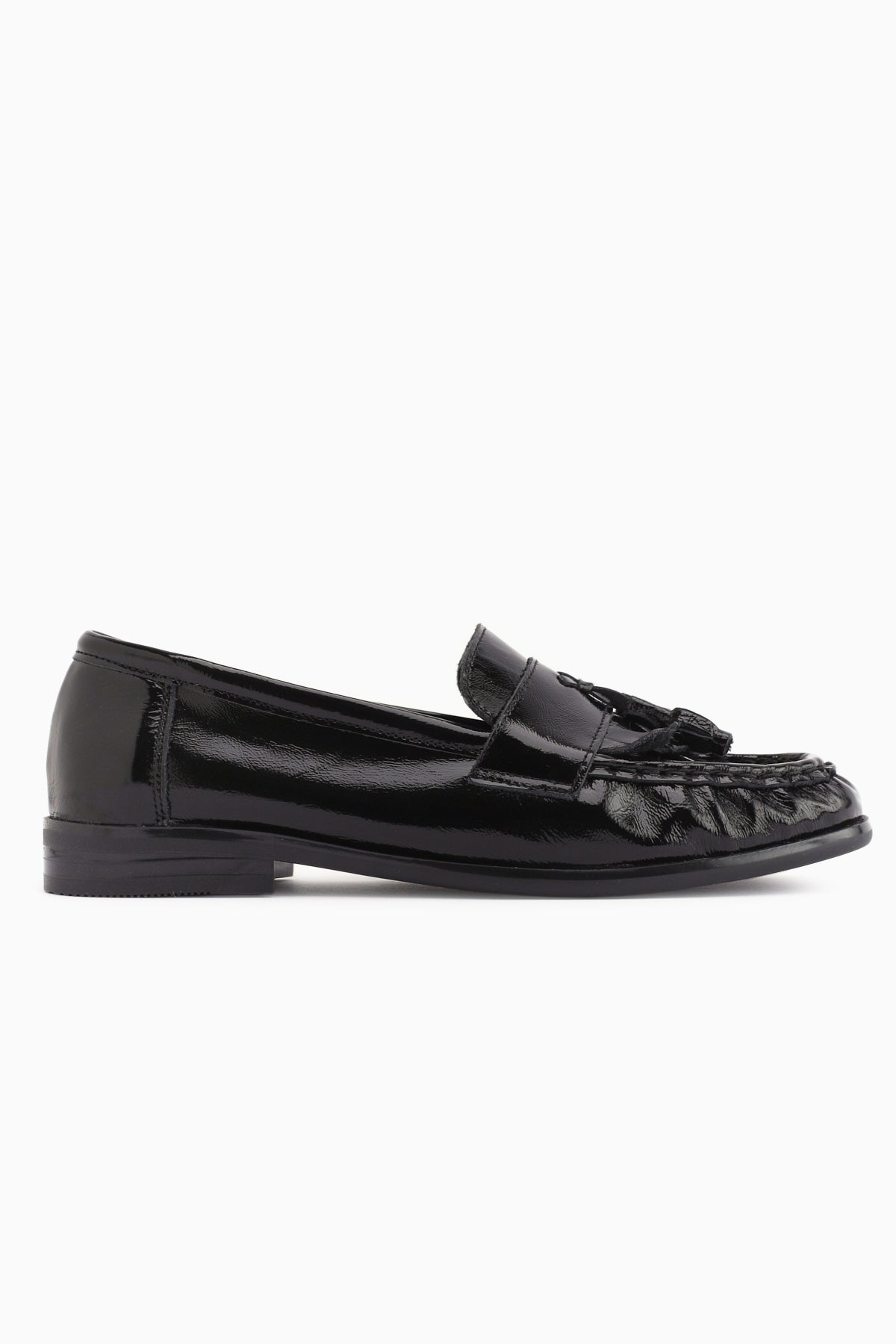 Kethy Hakiki Deri Siyah Rugan Kadın Loafer