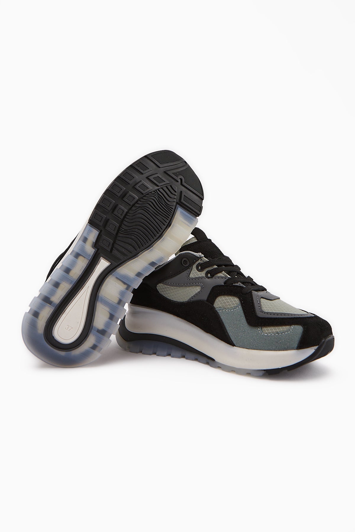 Klara Siyah Süet Yüksek Tabanlı Kadın Sneaker