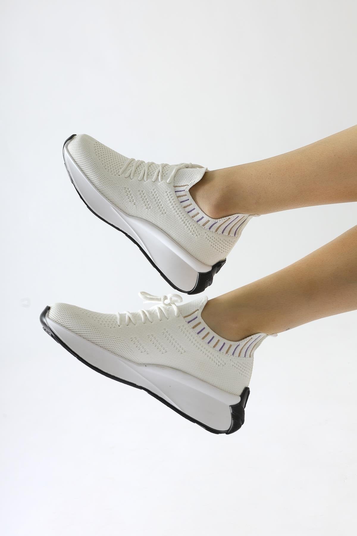 Minni Beyaz Örgü Sneakers