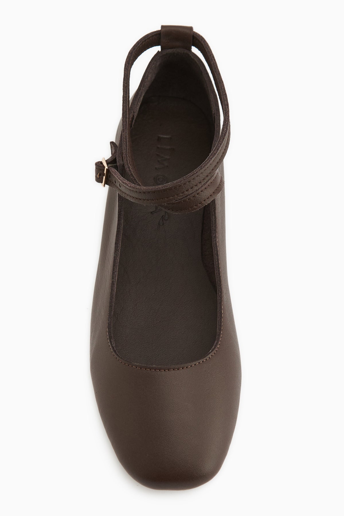 Ameli Hakiki Deri Kahve Çapraz Bantlı Balerin Kadın Ayakkabısı