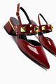 Nicoline Bordo Rugan Sivri Burunlu Piramidal Zımbalı Kalın Bantlı Kısa Topuklu Kadın Ayakkabı