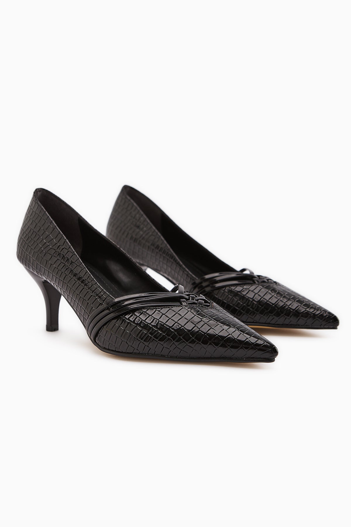 Riyam Siyah Kroko Desenli Kadın Stiletto