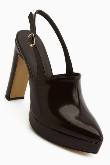 Marlen Kahve Sivri Burunlu Slingback Platform Topuklu Kadın Ayakkabı