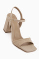 Janica Bej Bilekten Tokalı Kalın Topuklu Kadın Sandalet