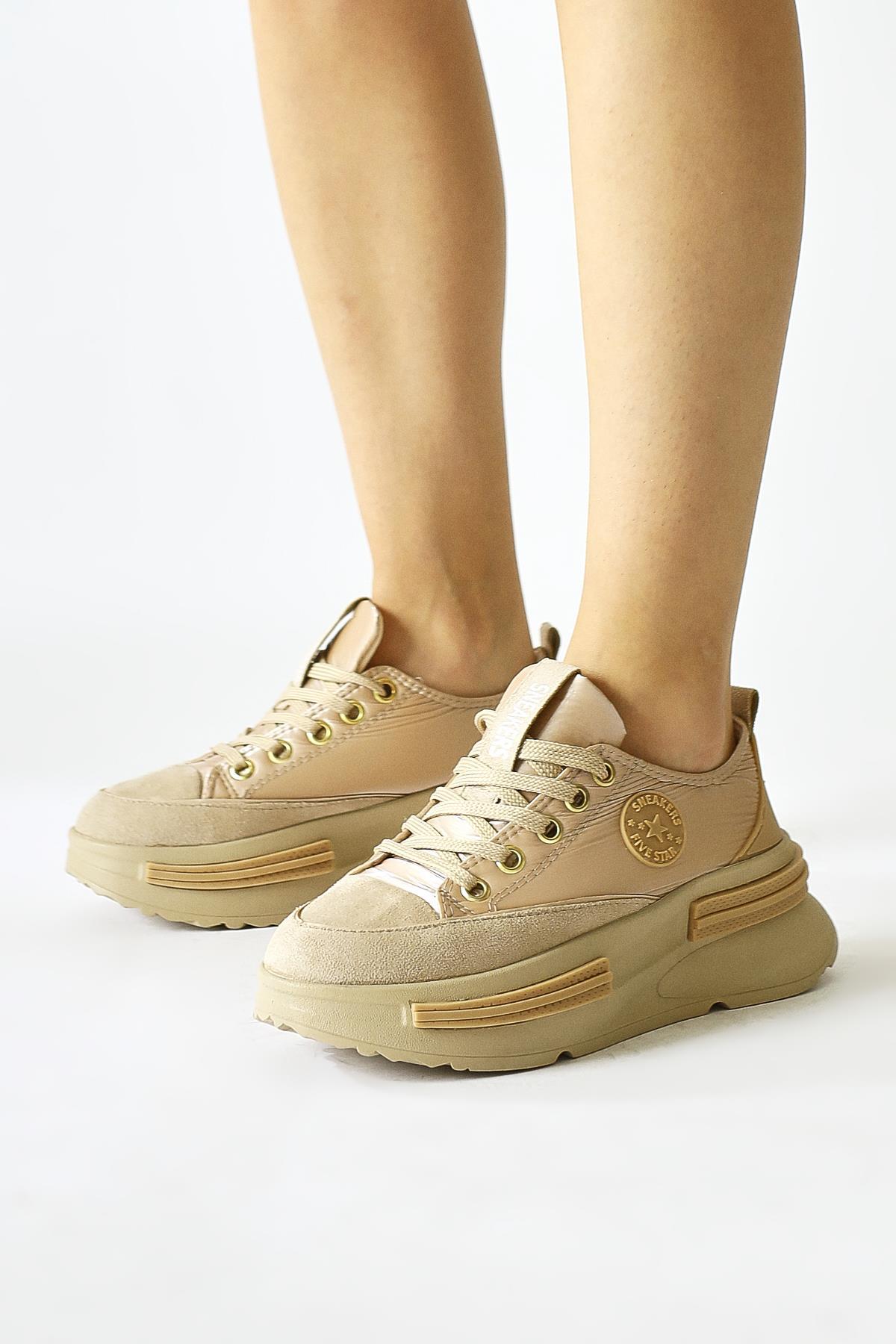 Ancy Nud Paraşüt Kumaş Yıldız Patchli Sneakers