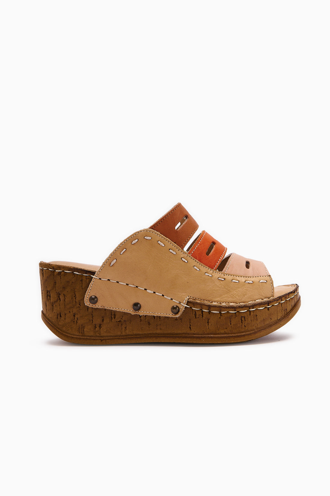 Hakiki Deri Etta Vizon Taba Oranj Pudra Lazer Kesim Terlik (Comfort Terlik)