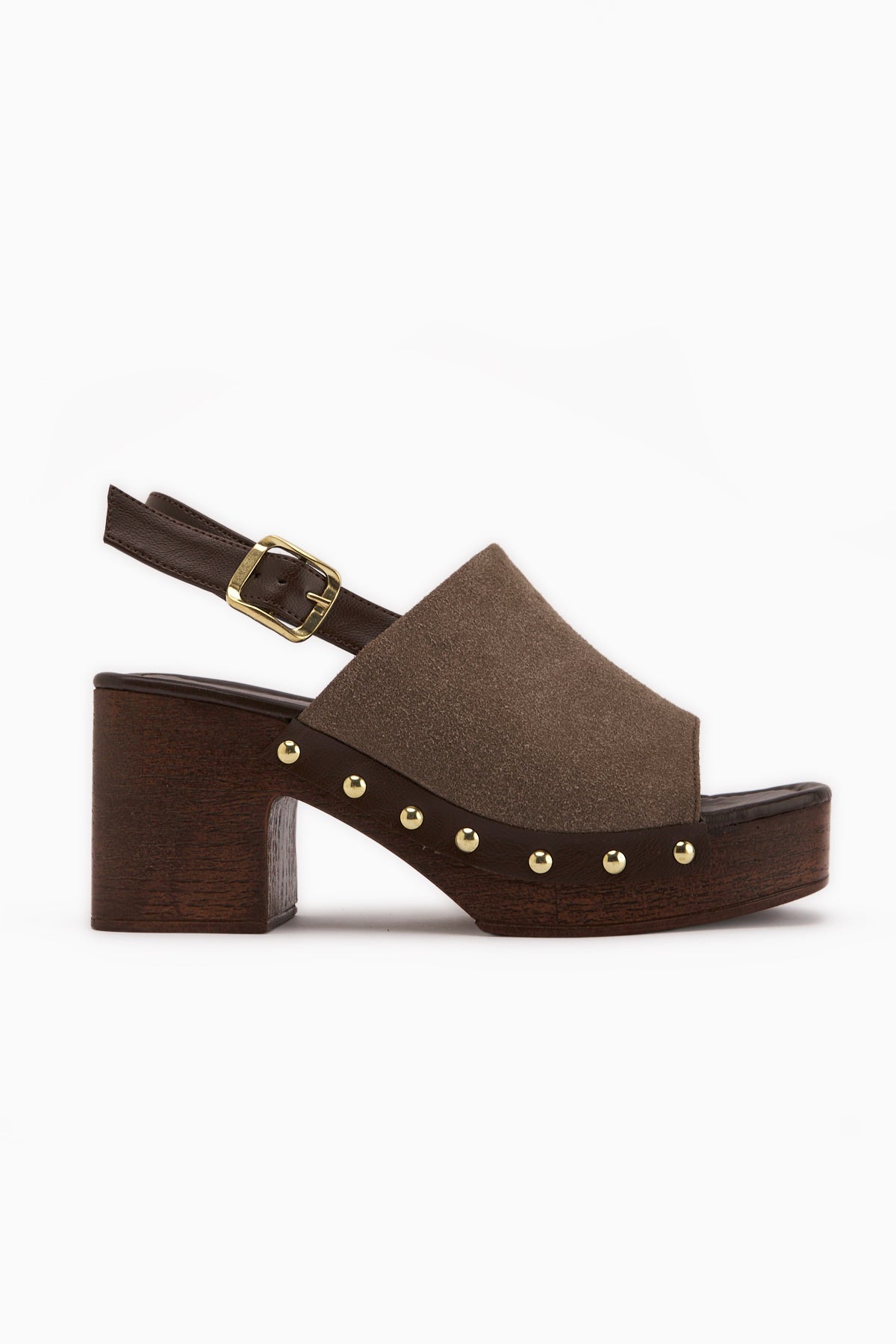 Cindy Kahve Süet Platform Topuklu Kadın Sandalet