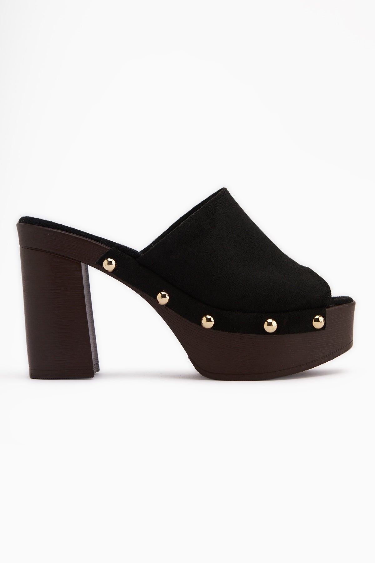 Gracia Siyah Süet Platform Topuklu Kadın Terlik