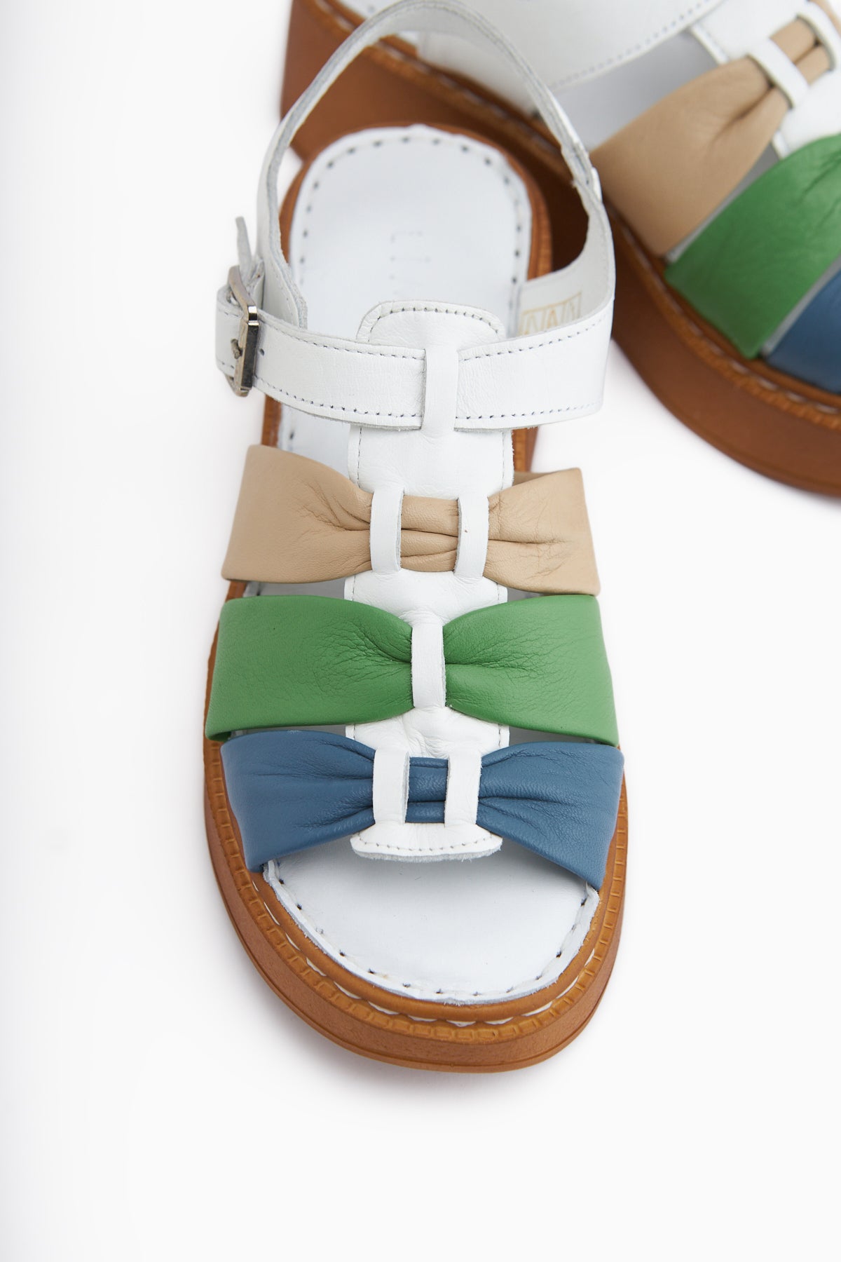 Larisa Hakiki Deri Beyaz Kadın Sandalet