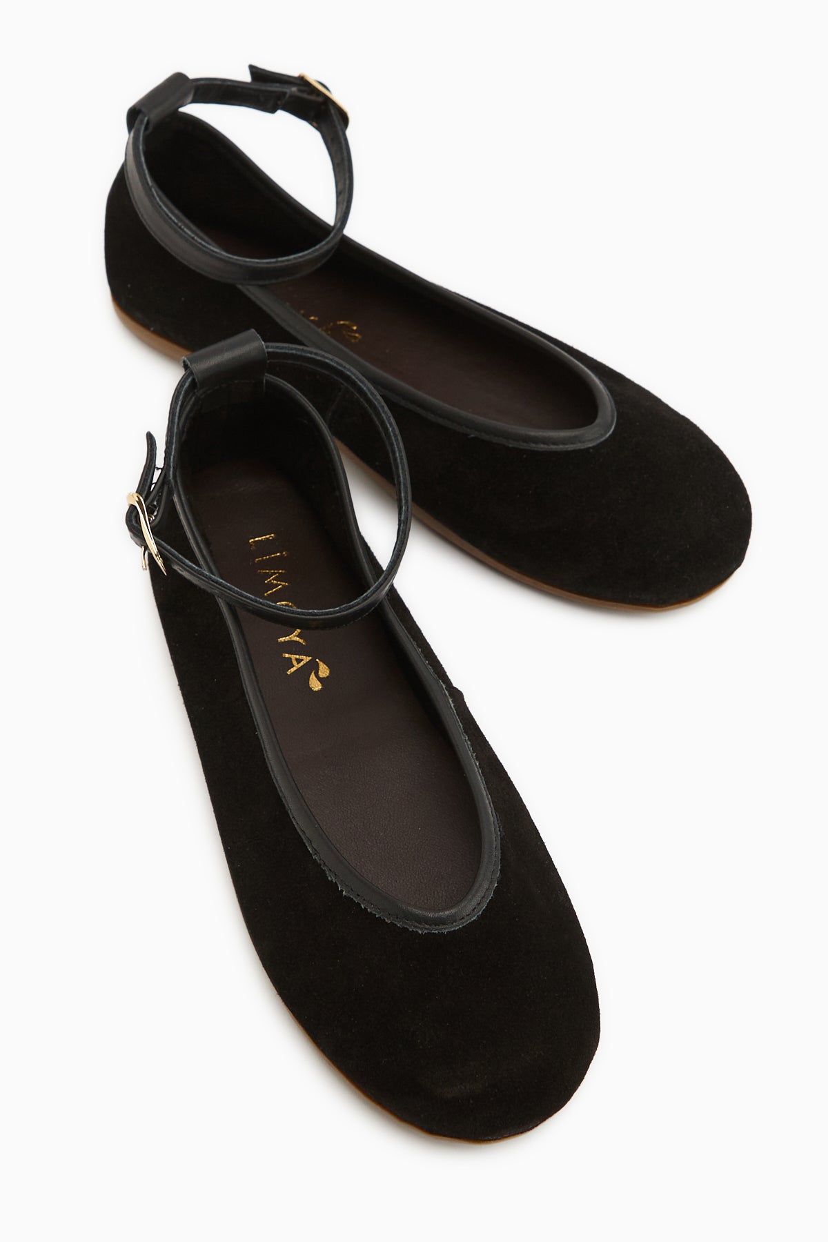 Jenin Hakiki Deri Siyah Süet Kemerli Kadın Babet