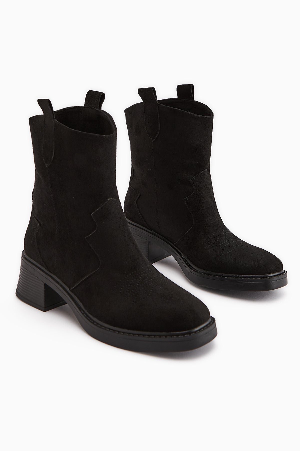 Mindra Siyah Süet Nakışlı Kadın Bot