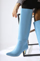Milika Mavi Sivri Burunlu Kısa Topuklu Çekme Çizme