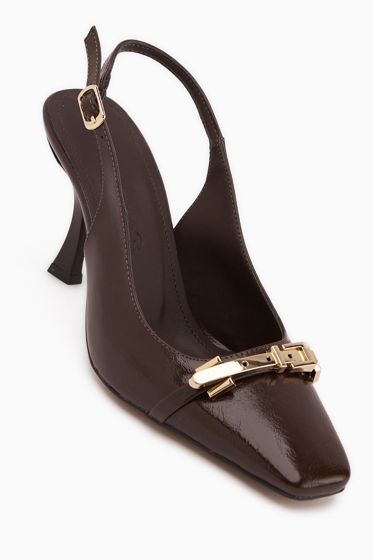 Hanaa Kahve Tokalı Düz Burunlu Kadın Topuklu Ayakkabı