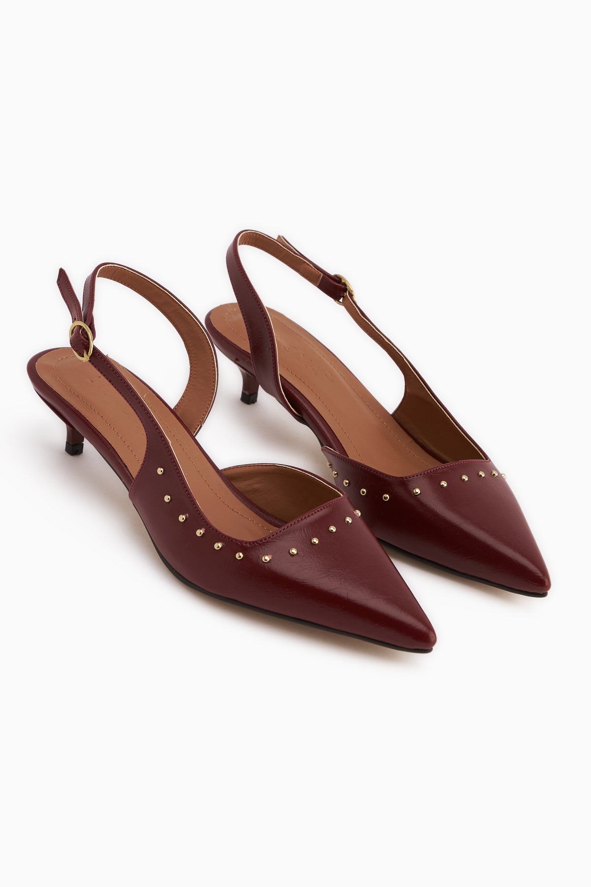 Marica Bordo Troklu Kısa Topuklu Kadın Ayakkabı