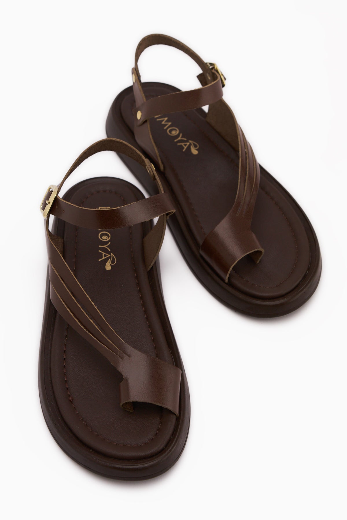 Annia Hakiki Deri Kahve Parmak Arası Kadın Sandalet