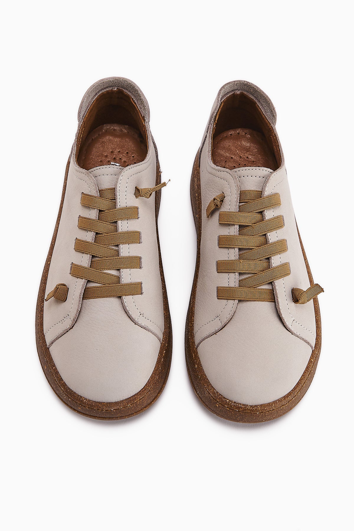 Judi Hakiki Deri Gri Rahat Tabanlı Kadın Sneakers
