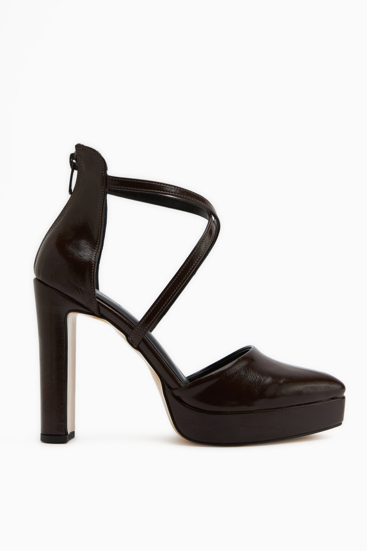 Naomi Kahve Kemerli Platform Topuklu Kadın Ayakkabı