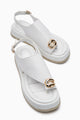 Troya Beyaz Parmak Arası Tokalı Kadın Sandalet