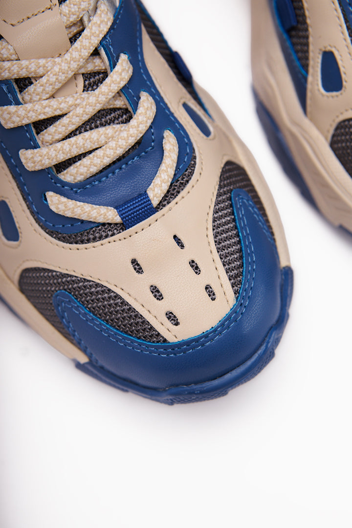 Daysi Mavi Bej Kalın Tabanlı Spor Ayakkabı Kadın Sneakers