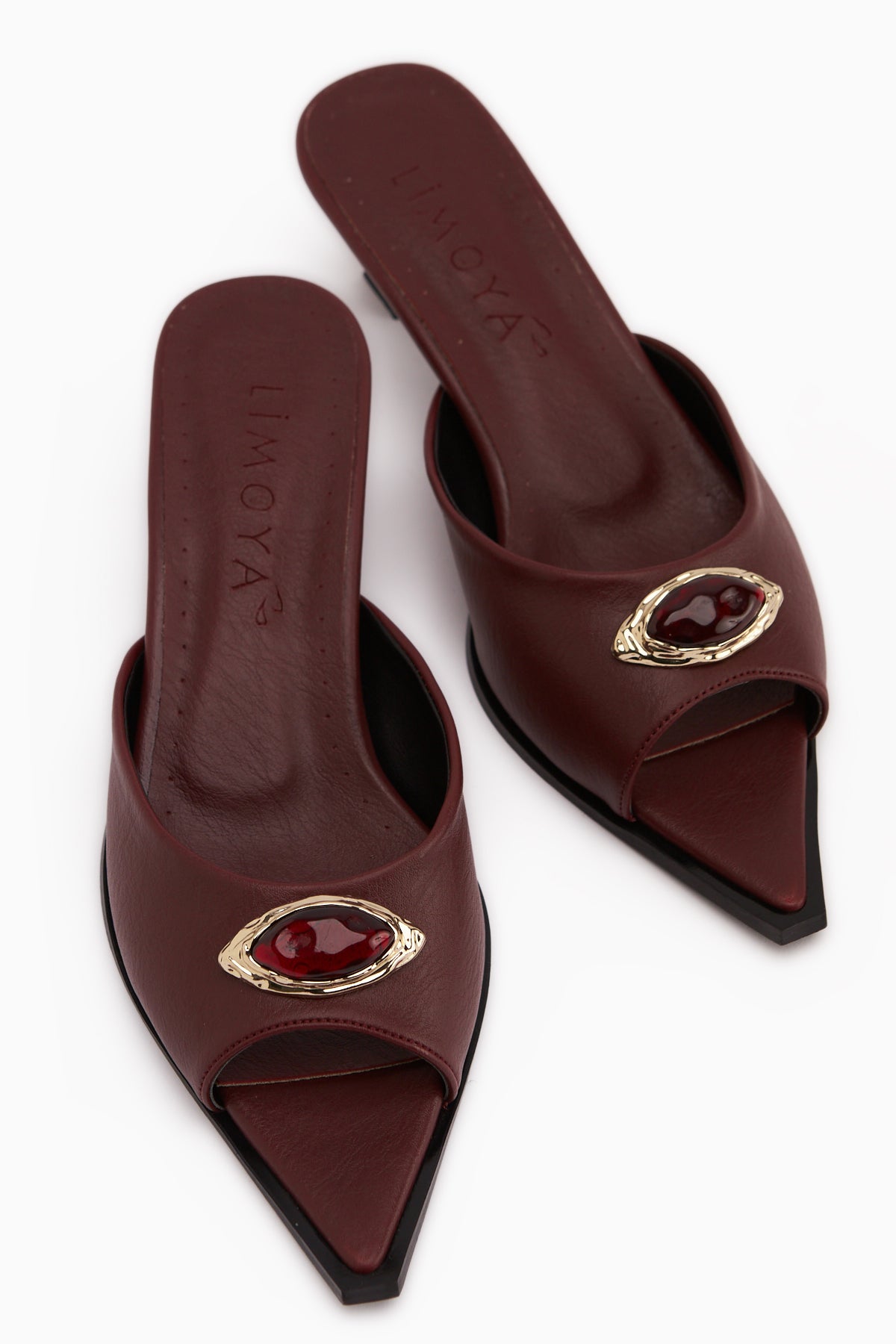 Dania Bordo Tokalı Kısa Topuklu Kadın Terlik