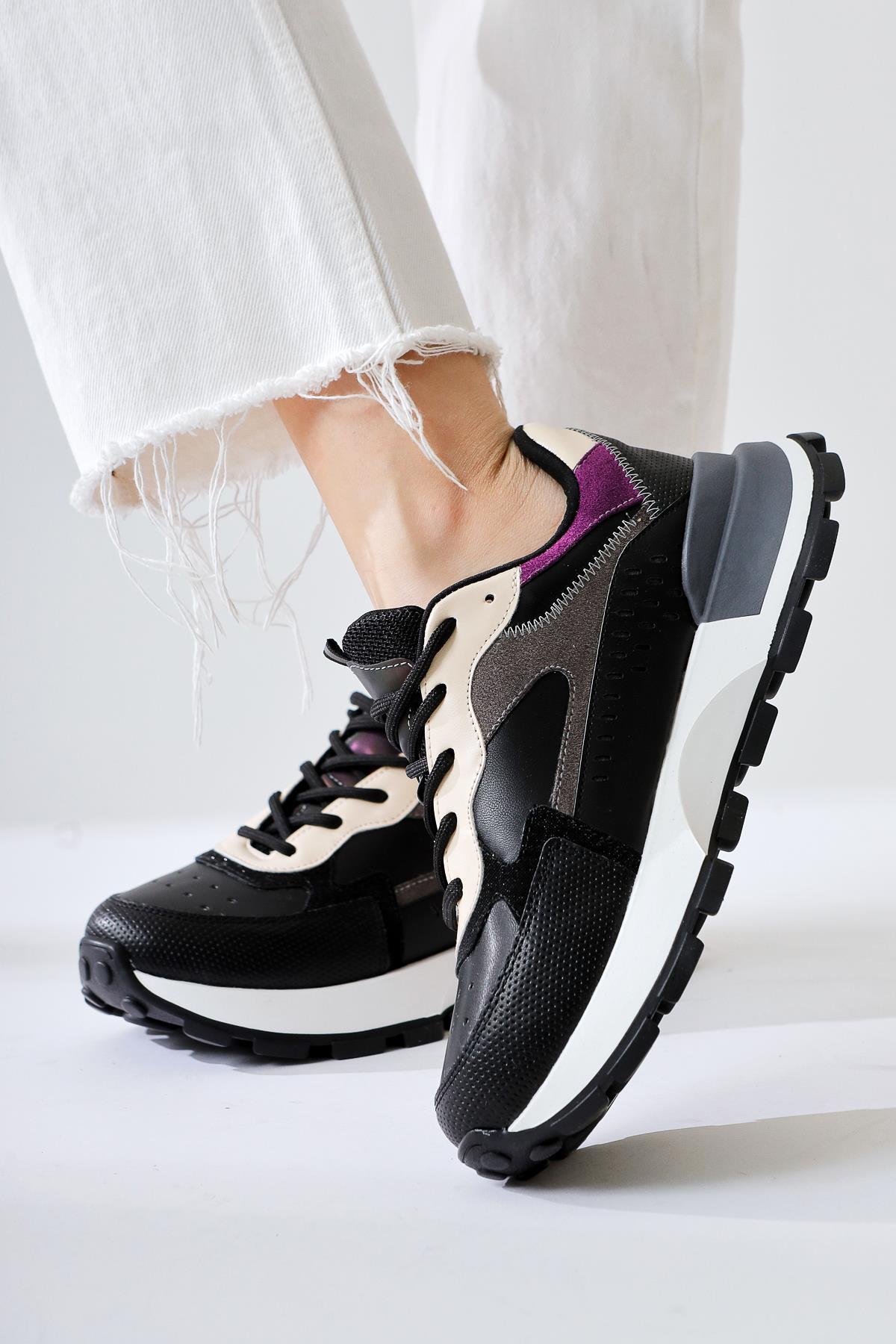 Sin Siyah Süet Bağcıklı Yüksek Taban Sneakers