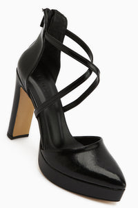 Naomi Siyah Kemerli Platform Topuklu Kadın Ayakkabı