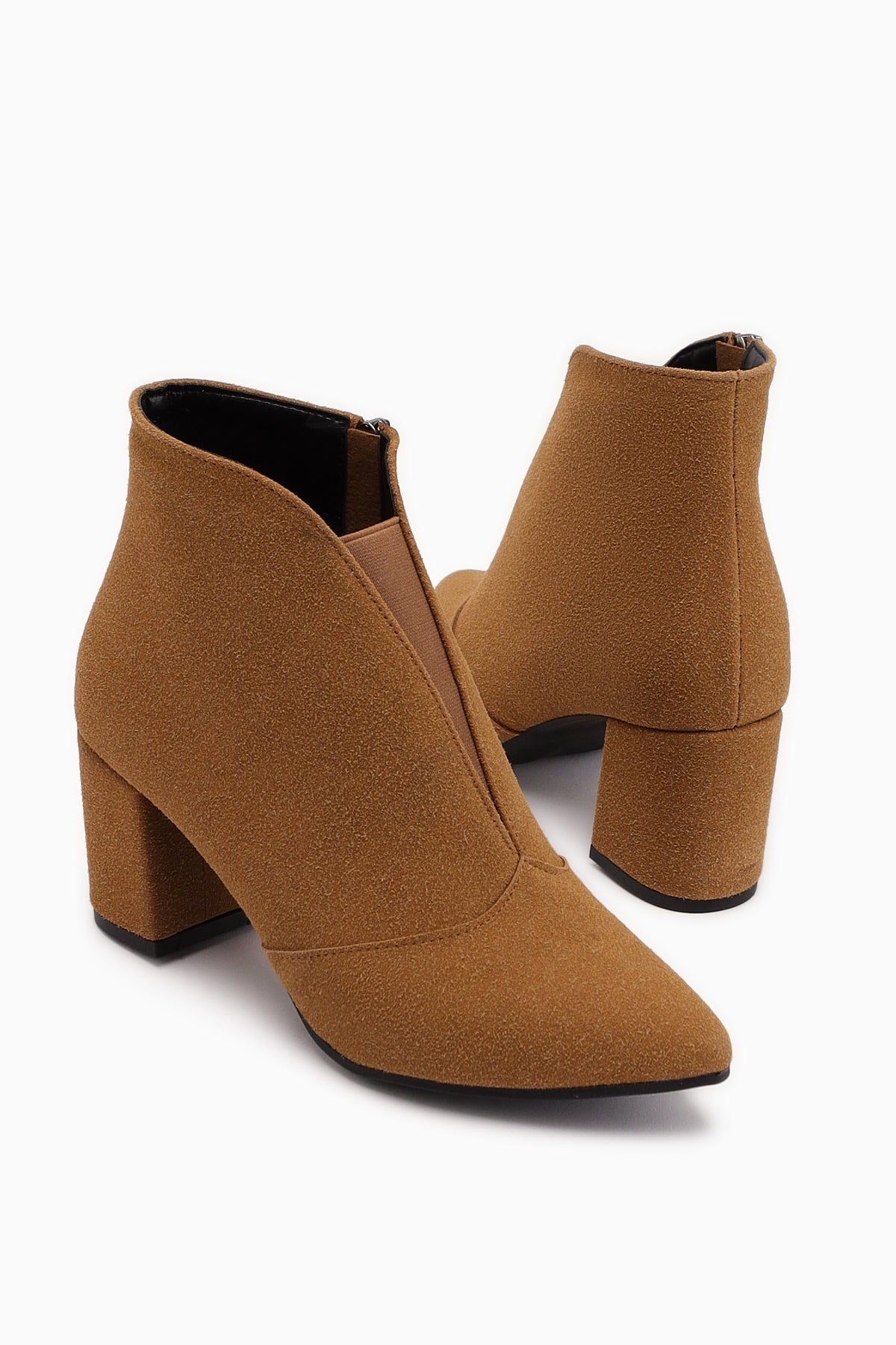 Maria Elena Nud Süet Sivri Burunlu Fermuarlı Topuklu Bot