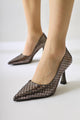 Celestine Platin Balık Pulu Dokulu Sivri Burunlu Stiletto