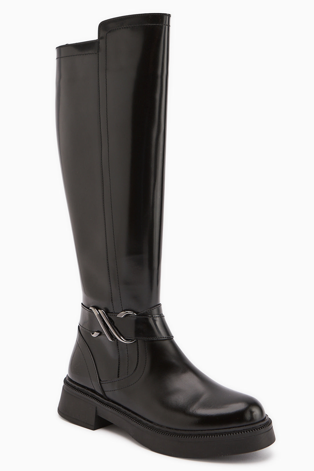 Birgita Siyah Rugan Toka Detaylı Fermuarlı Çizme