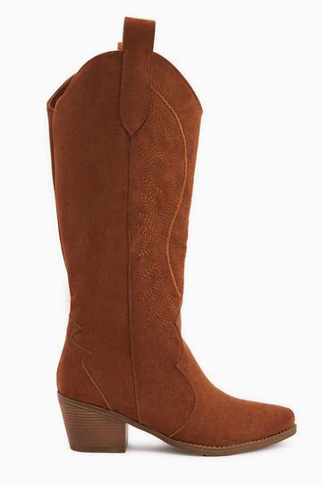 Hero Taba Süet Nakışlı Kovboy Çizme