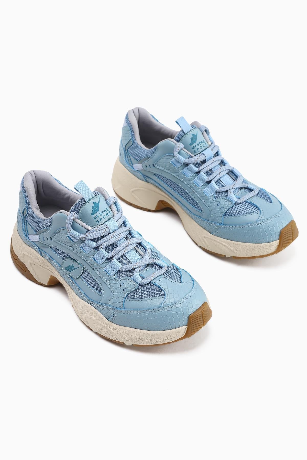 Caisa Mavi Tekstil Detaylı Bağcıklı Kadın Sneakers