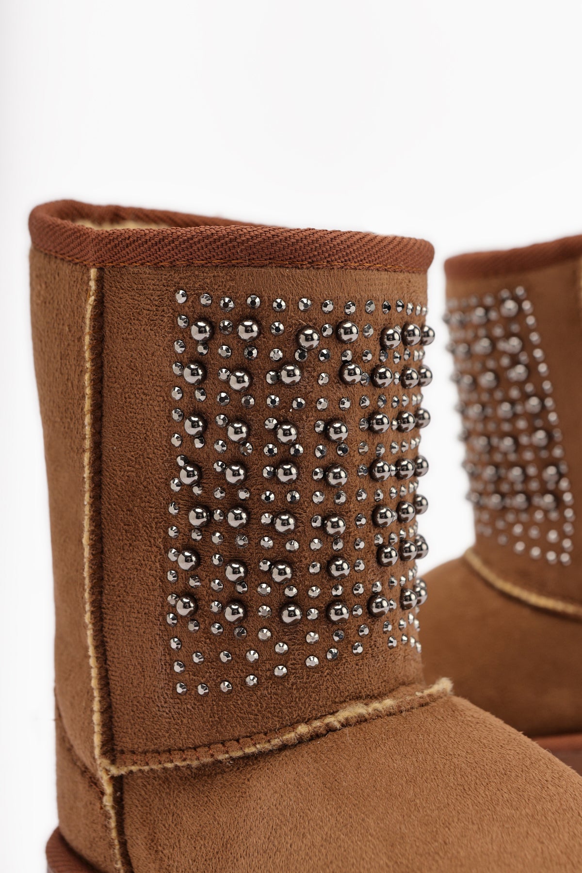 Anna-Li Taba Süet İçi Kürklü Boncuk Detaylı Çekme Bot