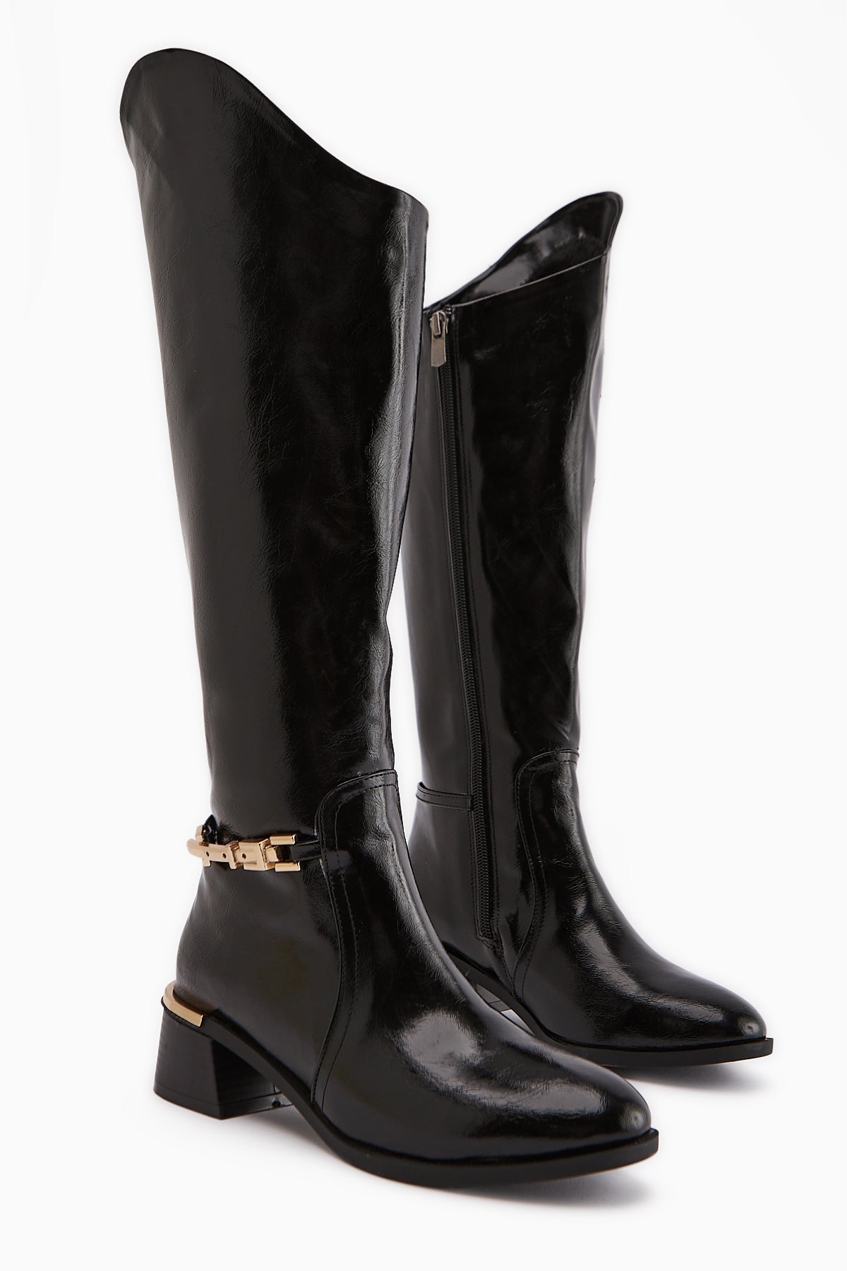 Kamilla Siyah Tokalı Kadın Çizme