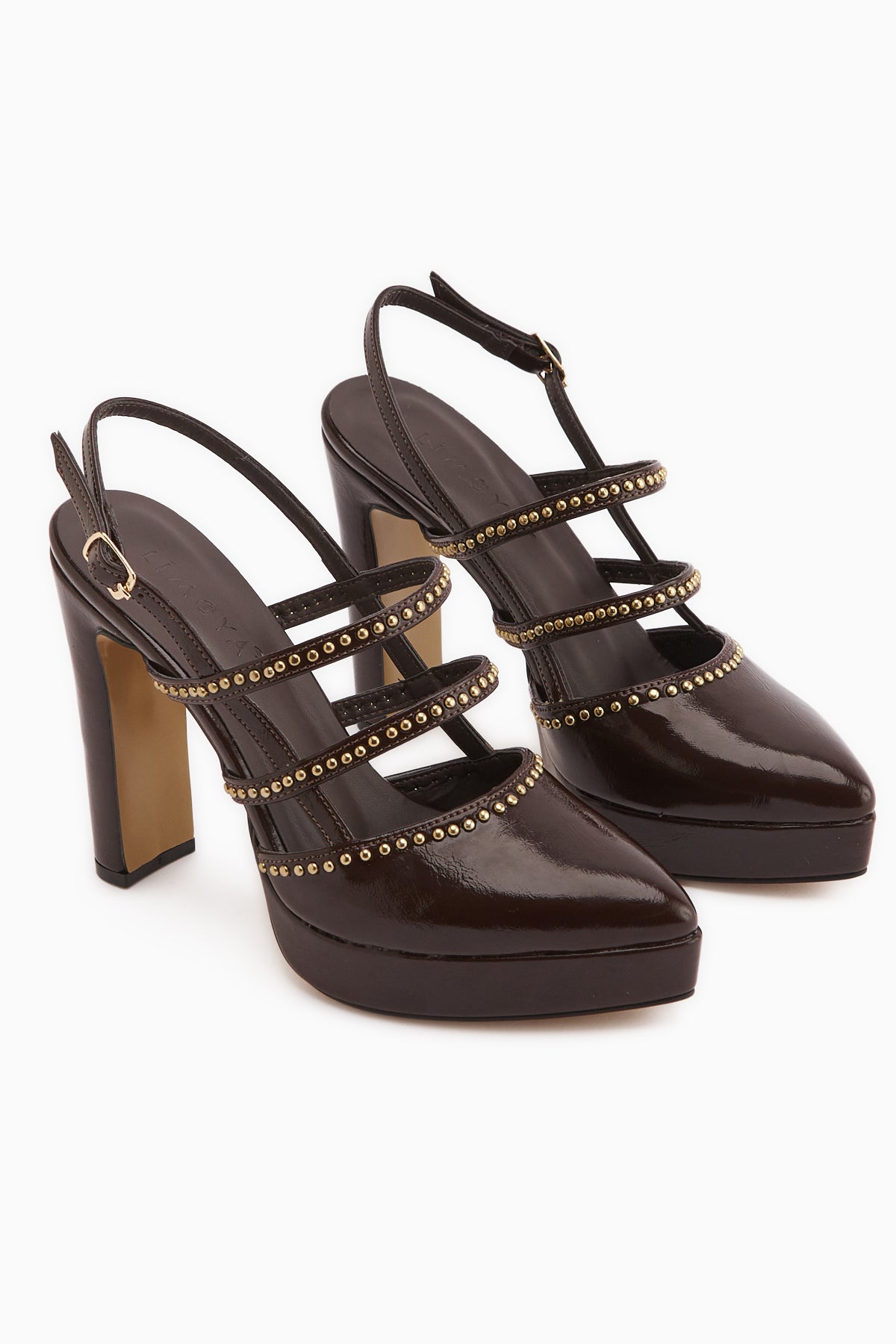 Milea Kahve Zımba Detaylı Kadın Platform Topuklu Ayakkabı