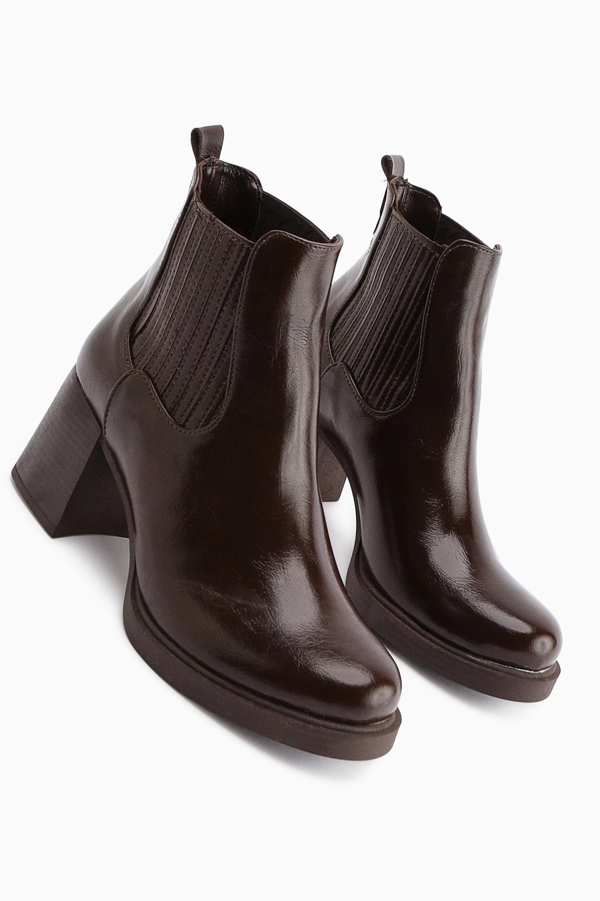 Marya Kahve Lastikli Kadın Topuklu Bot