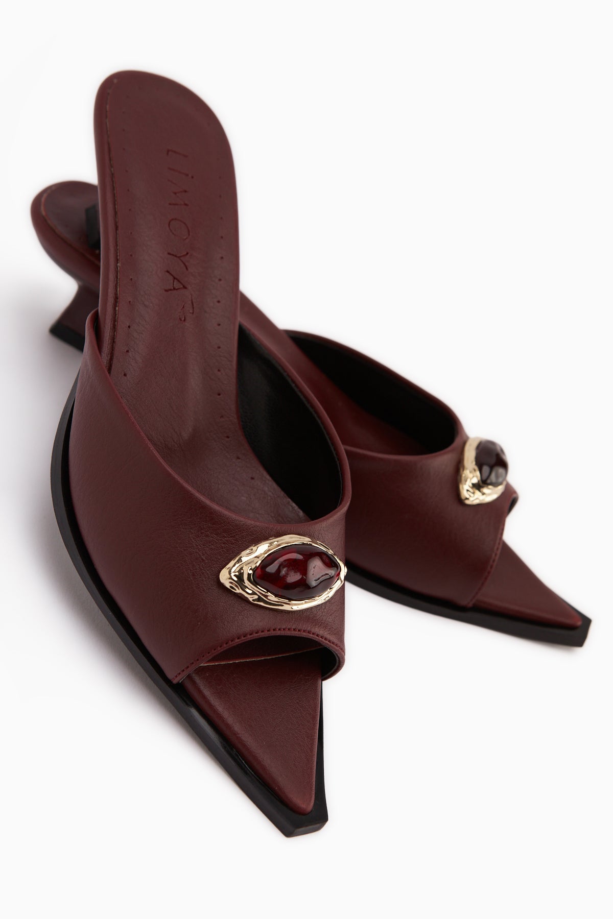 Dania Bordo Tokalı Kısa Topuklu Kadın Terlik