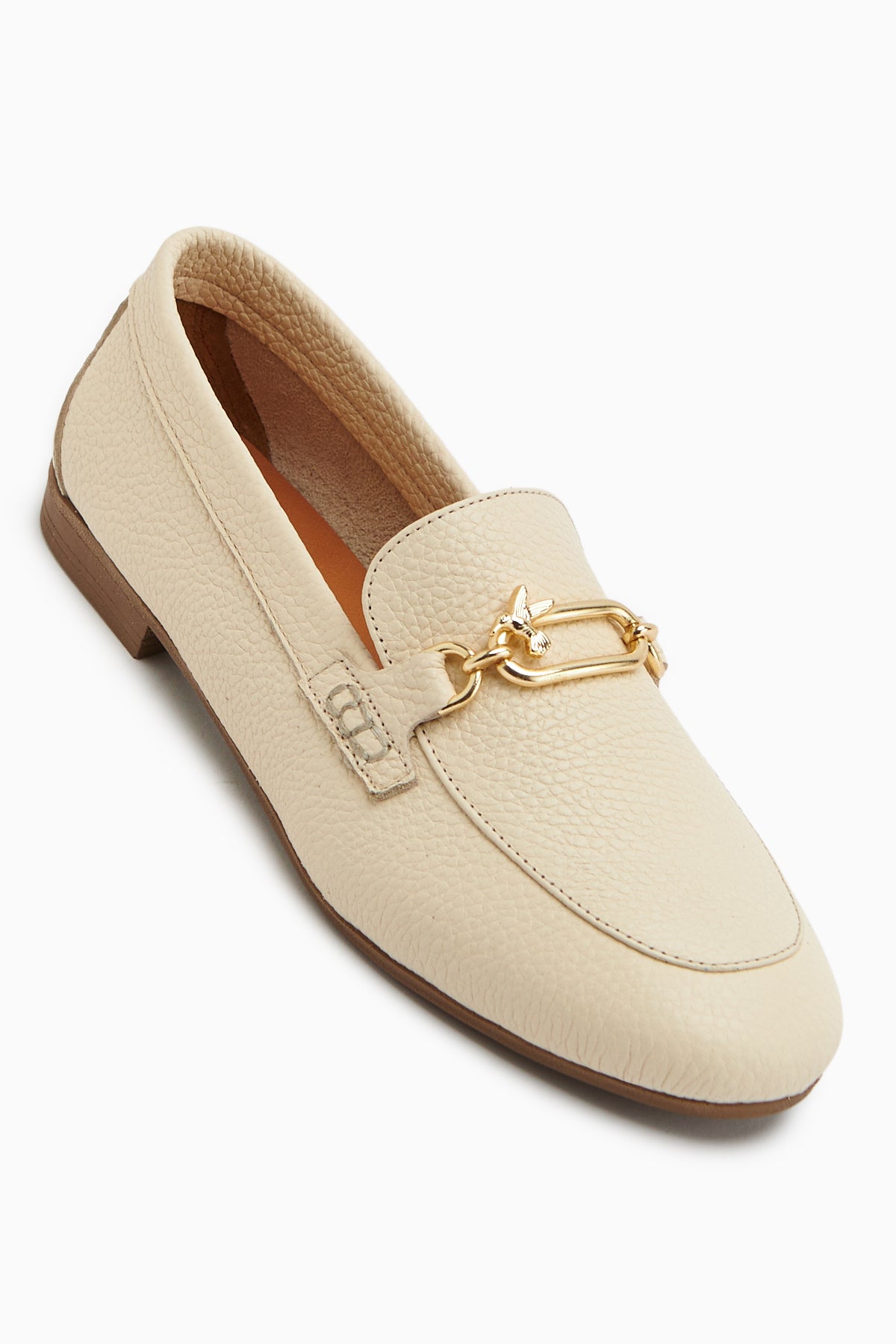 Alessa Hakiki Deri Bej Tokalı Loafer Kadın Günlük Makosen Ayakkabı