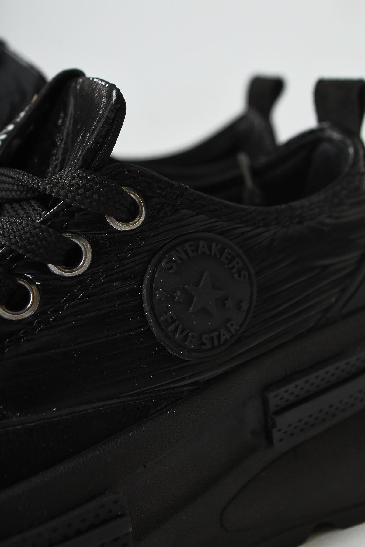 Ancy Siyah Paraşüt Kumaş Yıldız Patchli Sneakers