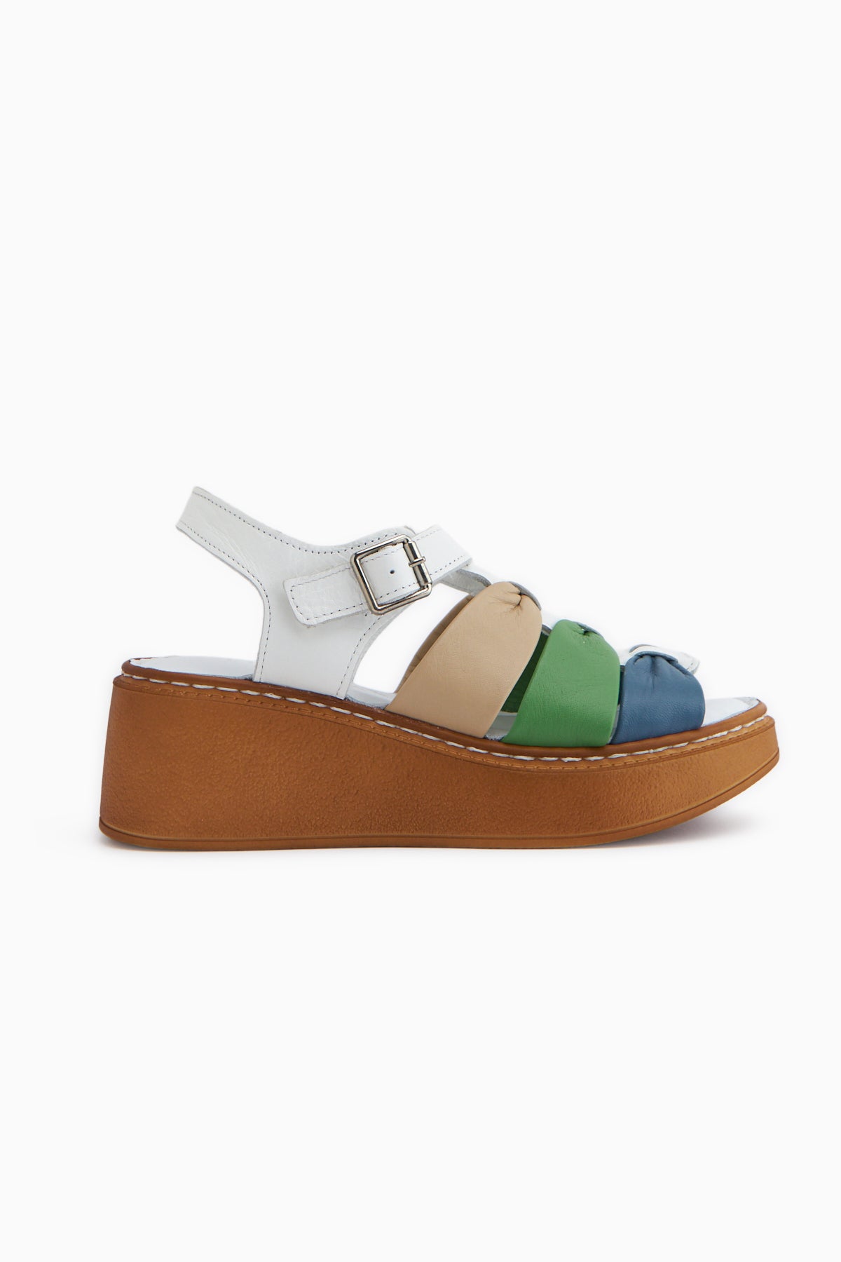 Larisa Hakiki Deri Beyaz Kadın Sandalet