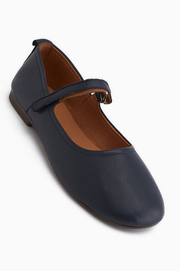 Sally Hakiki Deri Lacivert Bantlı Kadın Babet