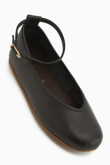 Jenin Hakiki Deri Siyah Kemerli Kadın Babet