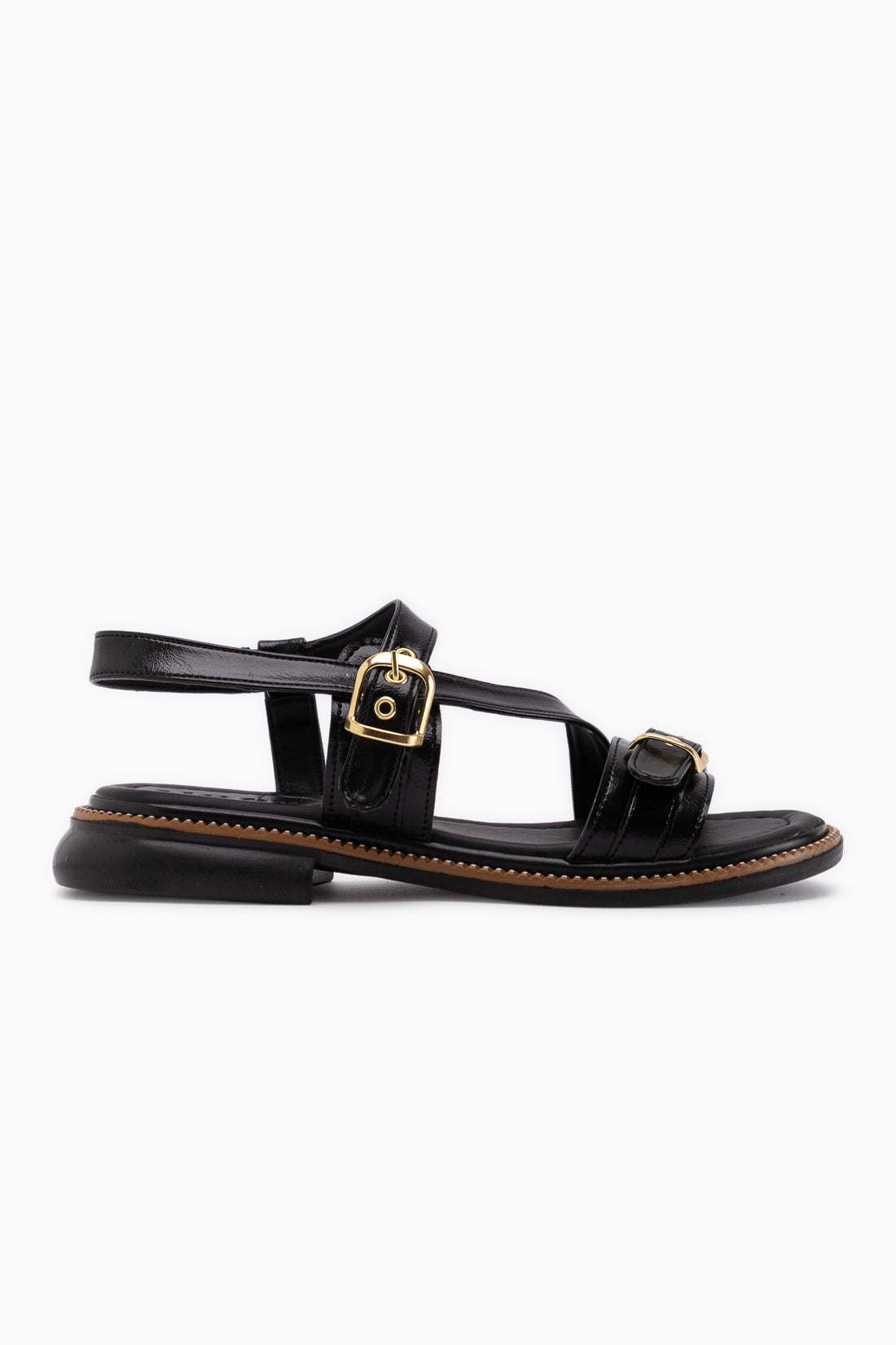 Maggy Siyah Çapraz Bantlı Kadın Sandalet