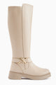 Birgita Bej Toka Detaylı Fermuarlı Çizme